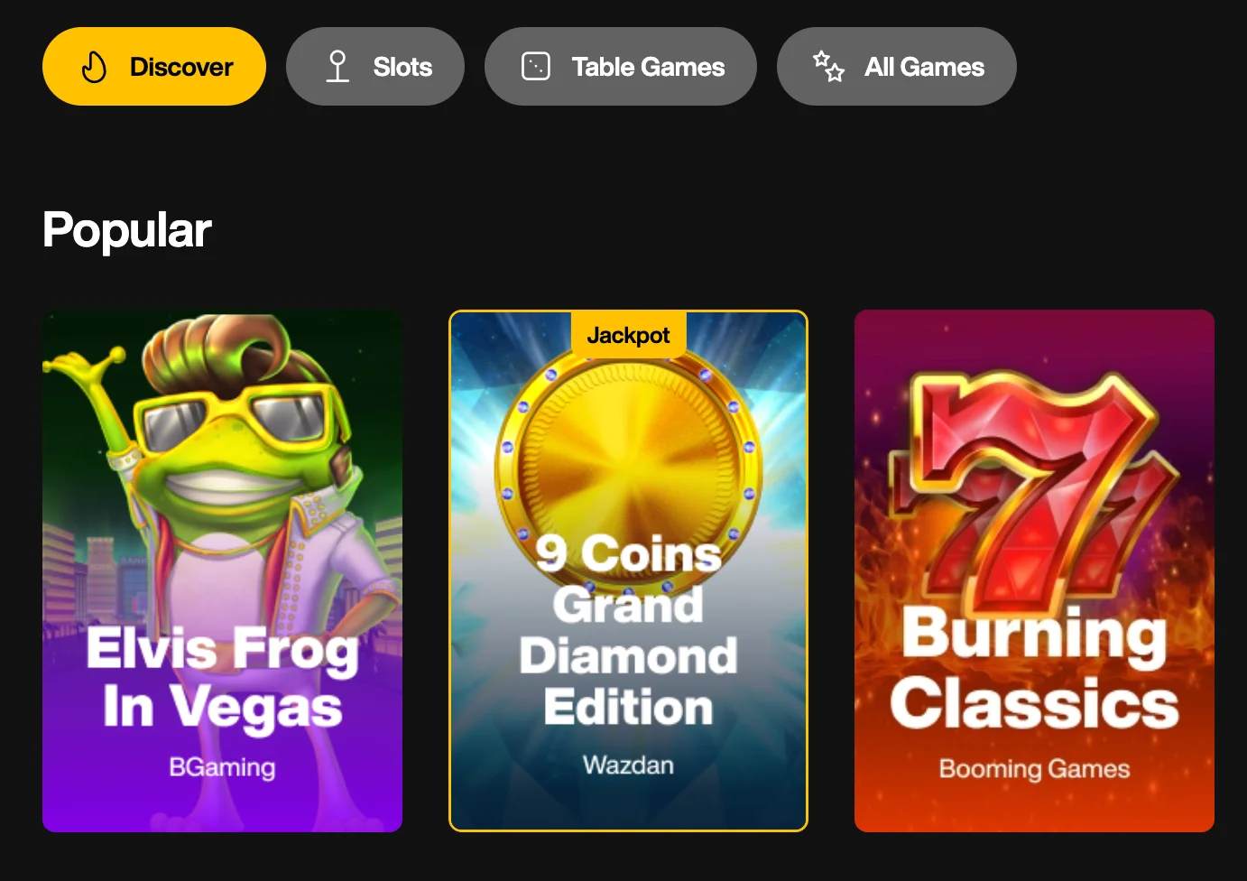 Just Casino Popular Games